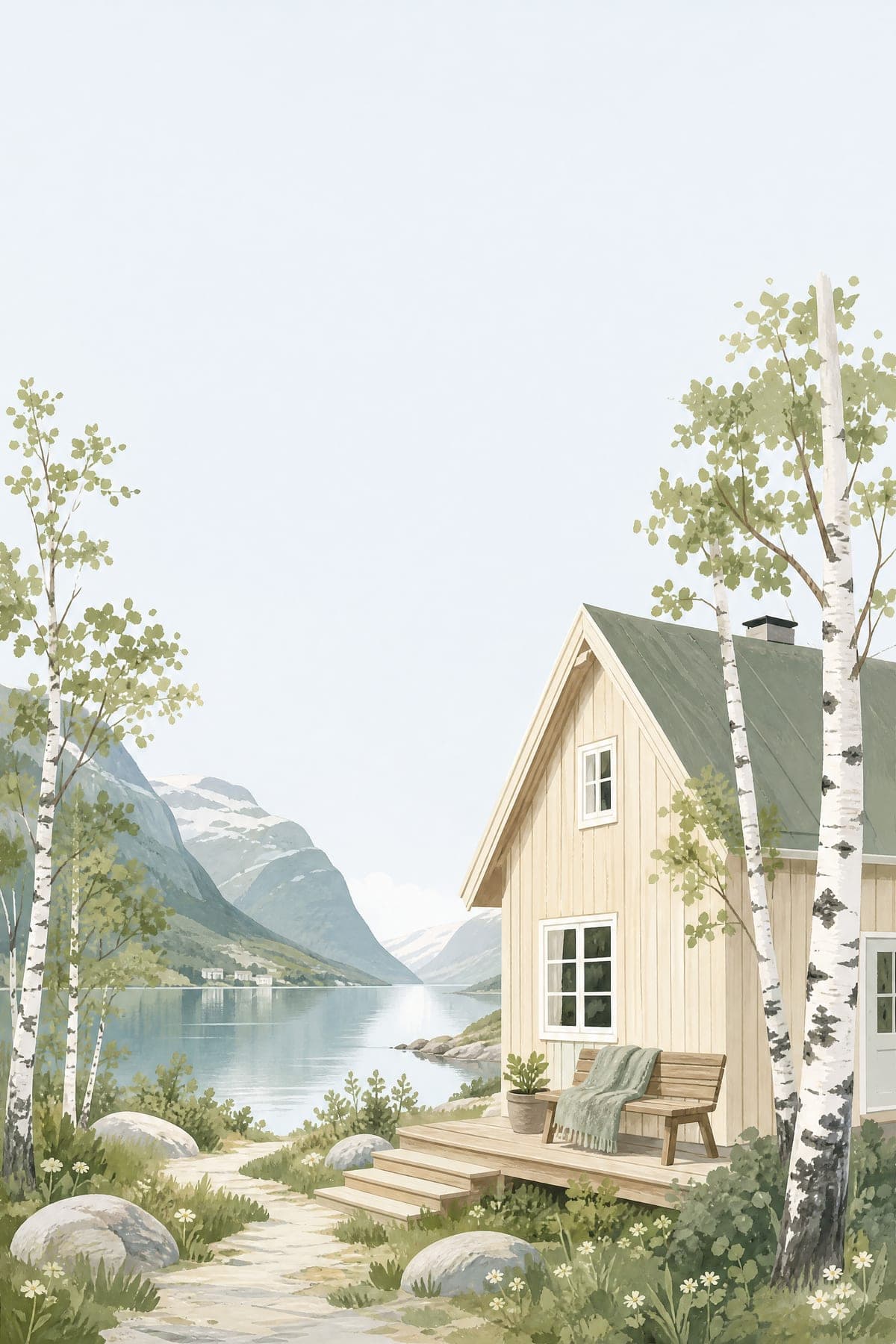 Birch & Fjord cover illustration (AI-generated)