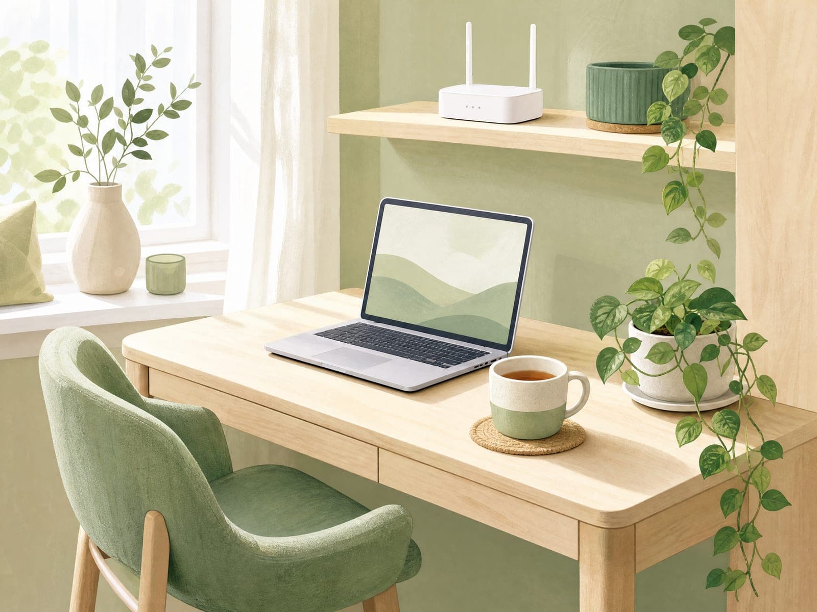 Birch & Fjord illustration: Wi-Fi (AI-generated)