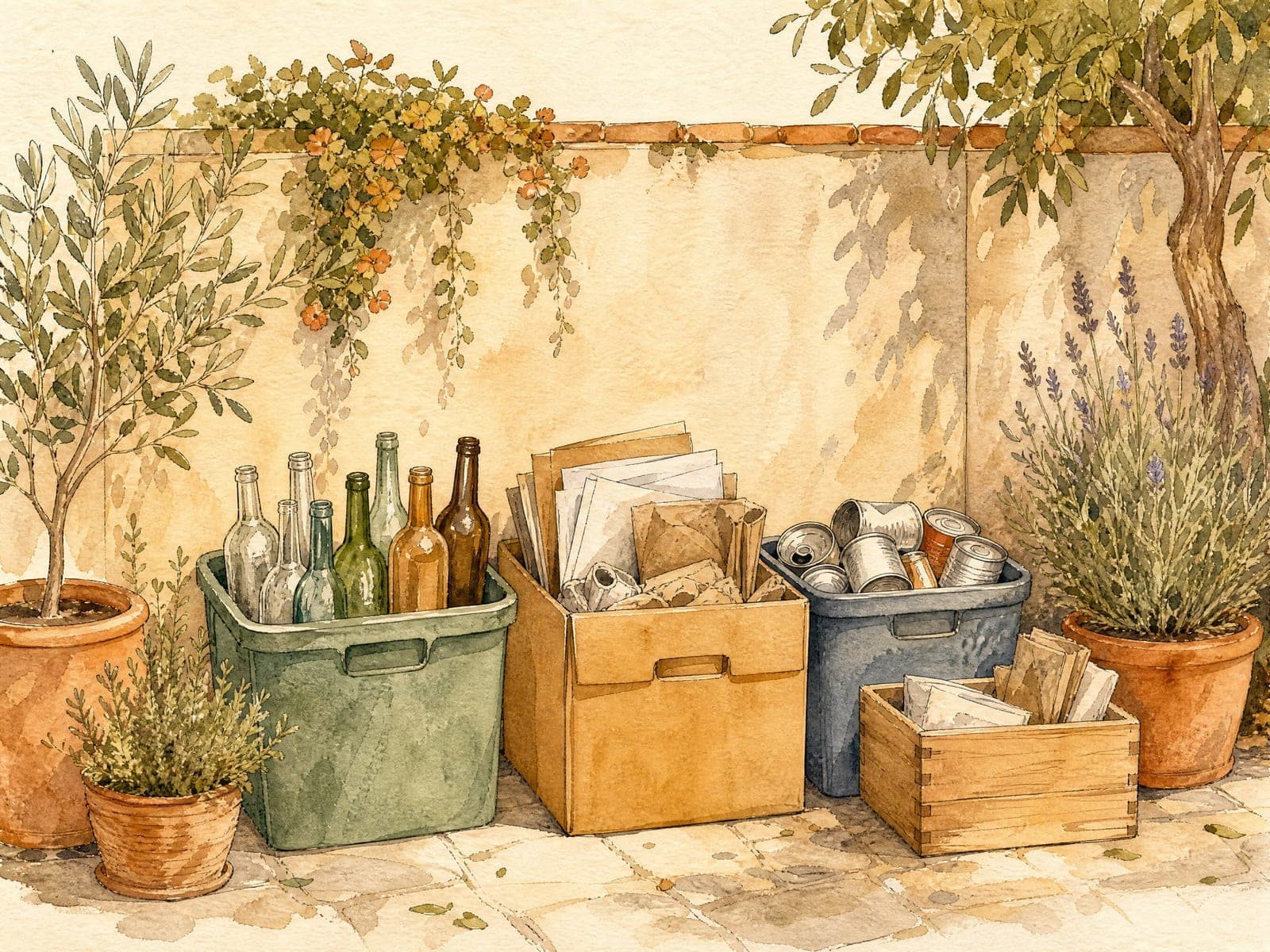 Bins & recycling illustration (AI-generated)