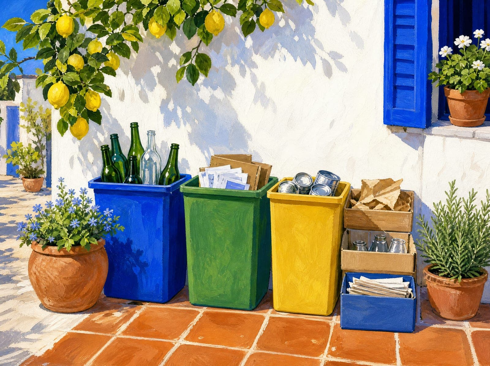 Bins & recycling illustration (AI-generated)
