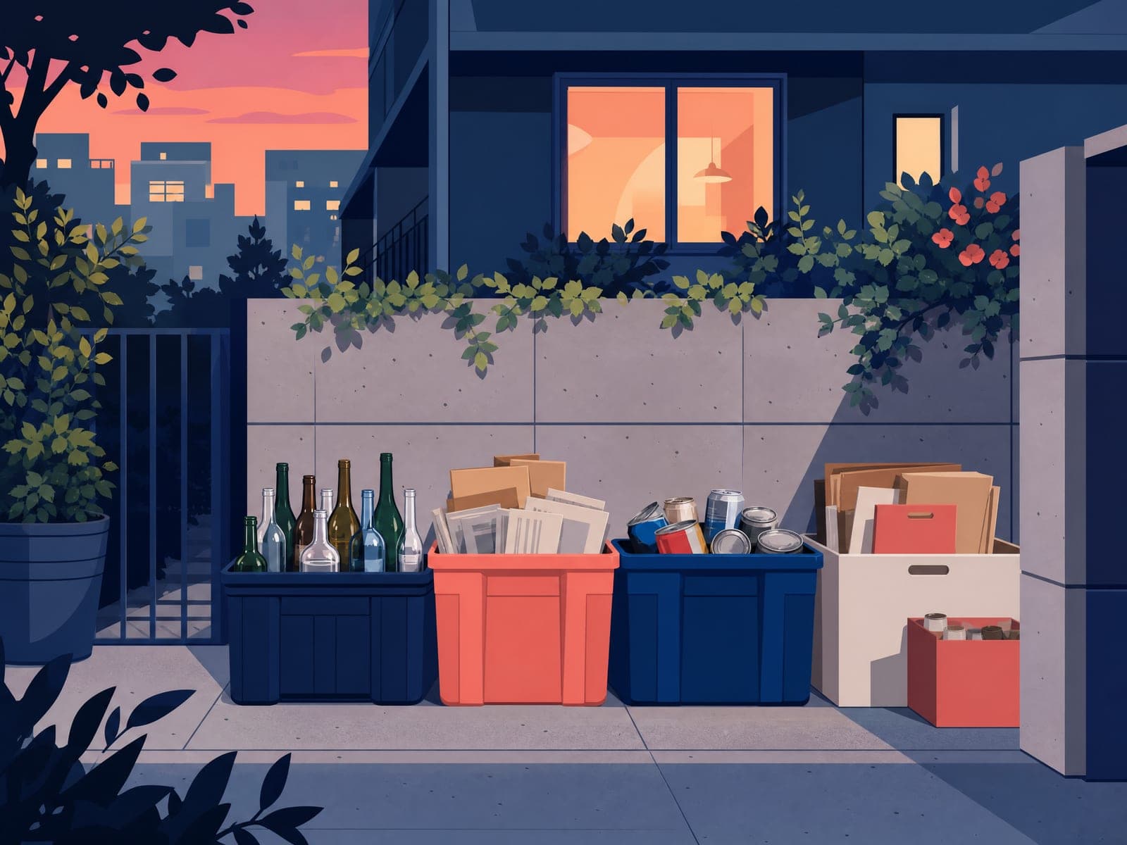 Bins & recycling illustration (AI-generated)
