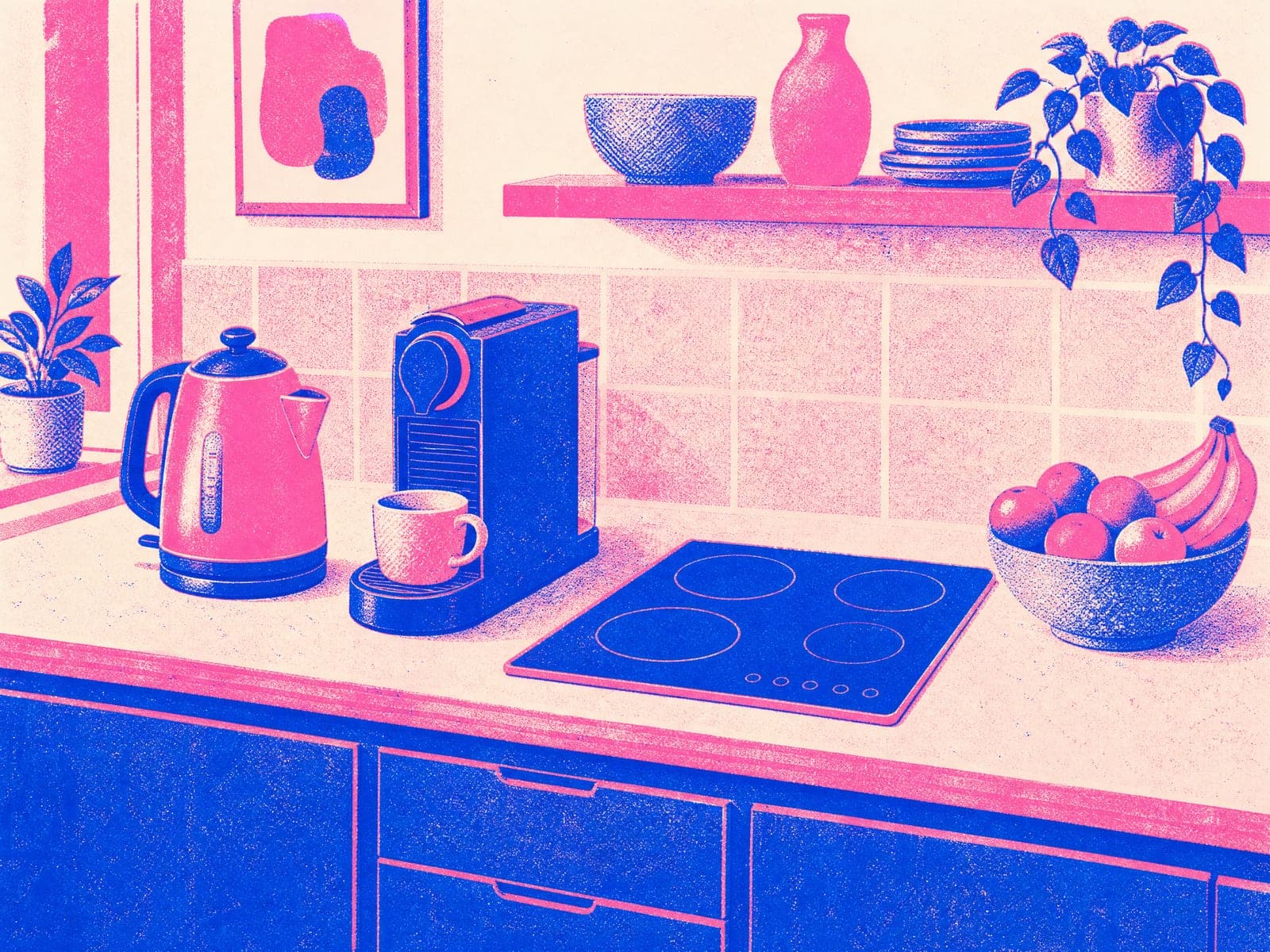 Riso Club illustration: Kitchen & appliances (AI-generated)