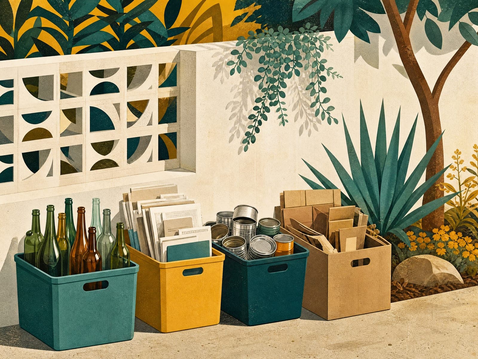 Bins & recycling illustration (AI-generated)